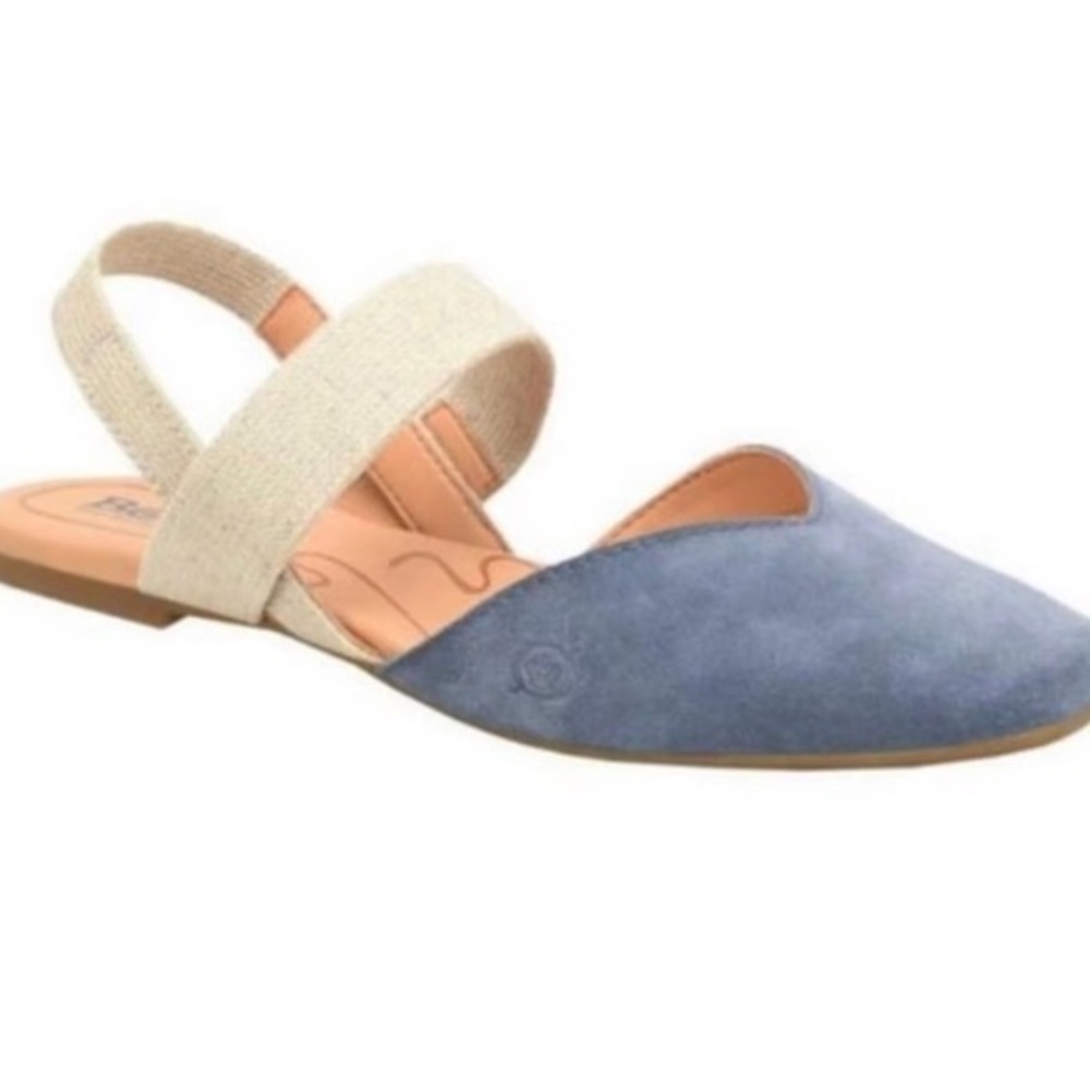 Born Blue and Cream Women's Slingback Flats size 8 (s212)